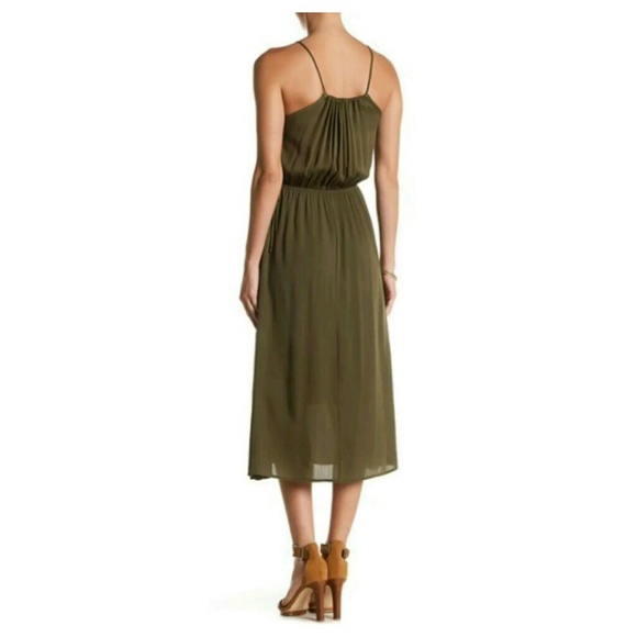 Fraiche By J Maxi Dress Side Lace Up Olive - Picture 3 of 5